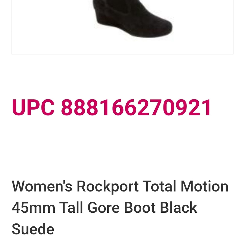 New Leather and Suede Women's Black Knee High Wedge Heeled Boot By Rockports - Picture 8 of 9